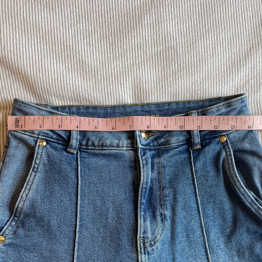 Michael Kors Pintuck High Waist Wide Leg Jean Size 4 Medium Wash - Picture 9 of 9